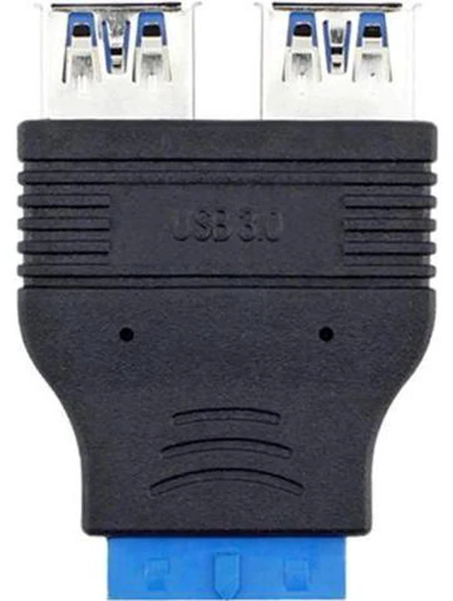 Alt view image 2 of 4 - Dual Port USB 3.0 Internal Header Adapter, 20Pin/19Pin Motherboard Header to 2 USB-A Female Ports Extension Cable