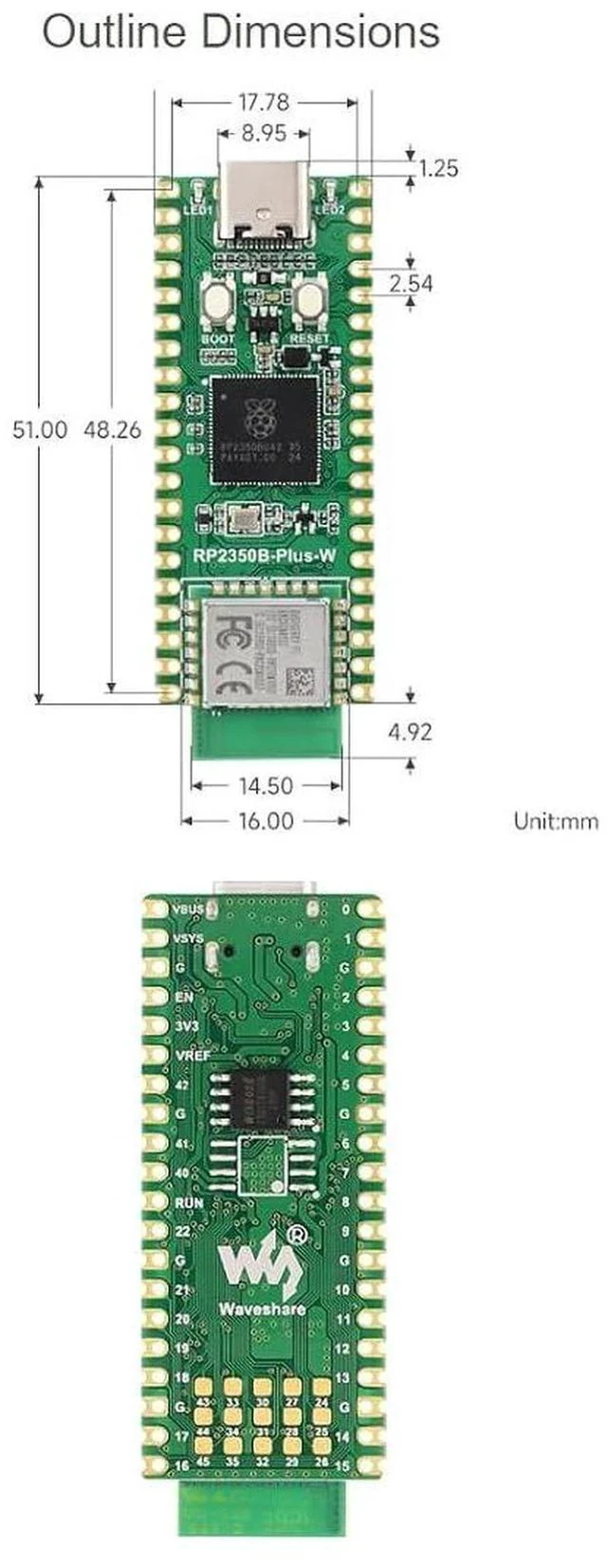 Alt view image 7 of 7 - RP2350B-Plus-W Development Board High-Performance Pico-Like MCU Board Based on Raspberry Pi RP2350B Microcontroller Supports Wi-Fi and Bluetooth