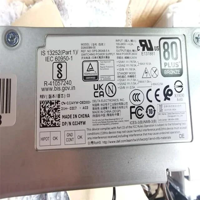 Alt view image 2 of 5 - 260W Power Supply D260EBN-00 0JJ4YW 02KG1D H260EBN-00 WYHR8 DPS-260AB-6 A AC260EPM-00 D260EPM-01 085CV5 AC260EBM-01 L260EBM-01 D260EBM-00 H260EBM-01