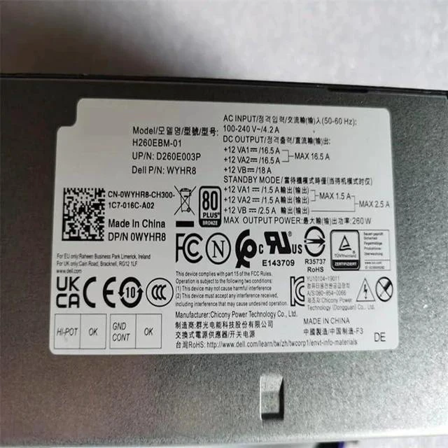 Alt view image 3 of 5 - 260W Power Supply D260EBN-00 0JJ4YW 02KG1D H260EBN-00 WYHR8 DPS-260AB-6 A AC260EPM-00 D260EPM-01 085CV5 AC260EBM-01 L260EBM-01 D260EBM-00 H260EBM-01