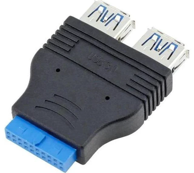 Alt view image 3 of 4 - Dual Port USB 3.0 Adapter Cable, Motherboard 20Pin/19Pin Internal Header to 2×USB-A Female Panel Mount Connector