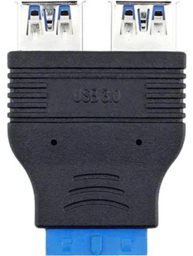 Alt view image 4 of 4 - Dual Port USB 3.0 Adapter Cable, Motherboard 20Pin/19Pin Internal Header to 2×USB-A Female Panel Mount Connector