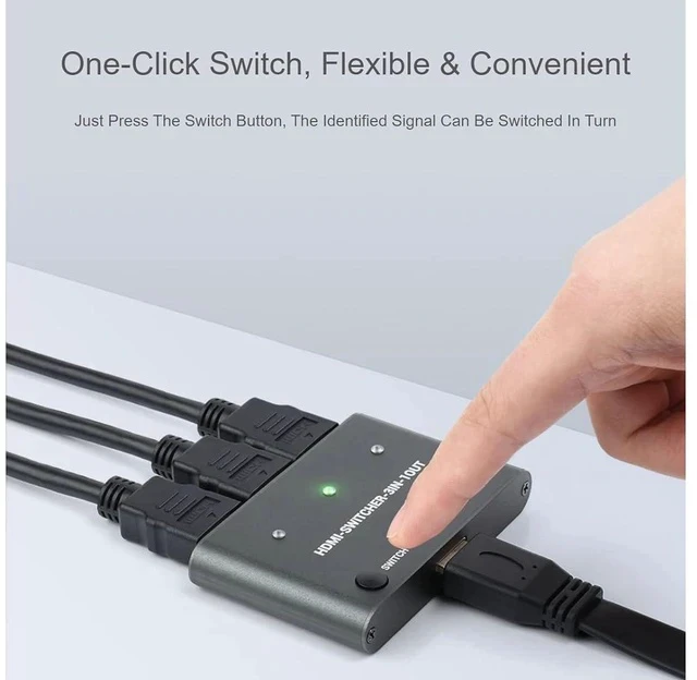 Alt view image 3 of 7 - HDMI Switcher 3 in 1 Out 4K HD HDMI Switcher Splitter,Support 4K/2K@30Hz and 4K/2K (YCbCr420)@60Hz Resolution,HDMI 1.4b,DVI1.0,Compatible with Raspberry Pi, PC, Smartphone