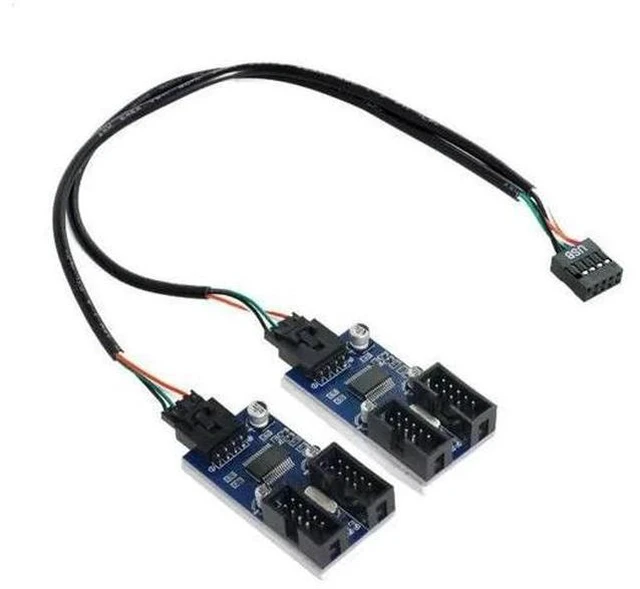 Alt view image 4 of 7 - 9Pin USB 2.0 Header 1 to 2/4 Female Extension Cable, Internal USB Port Multiplier Hub Adapter