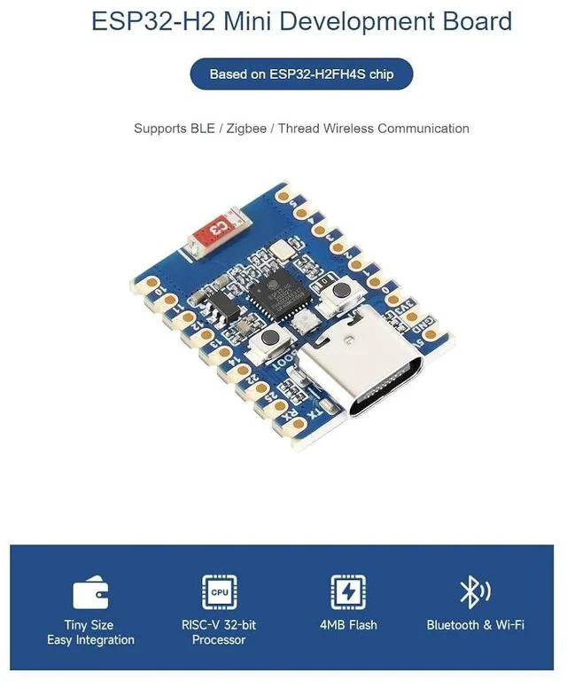 Alt view image 2 of 7 - 2Pack ESP32-H2 Mini Development Board Based on ESP32-H2FH4S chip,RISC-V 32-bit Single-core Processor,Supports BLE/Zigbee/Thread Wireless Communication,4MB Flash
