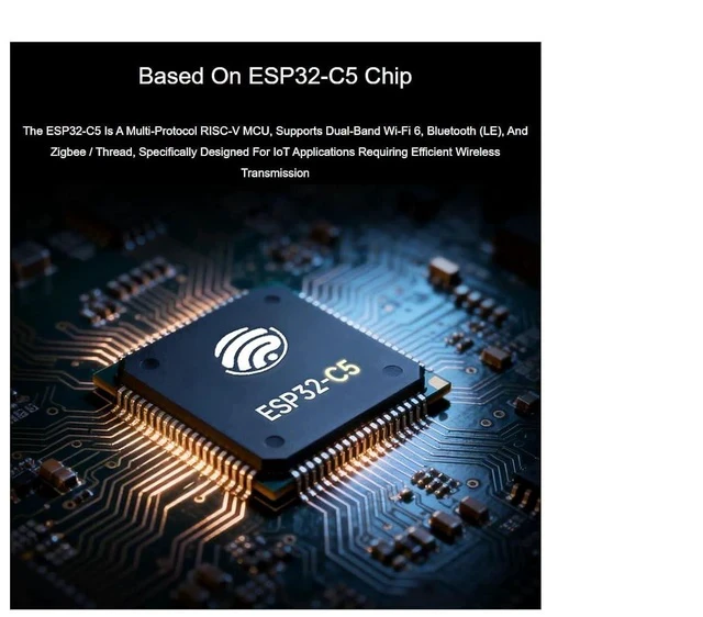 Alt view image 4 of 7 - ESP32-C5 Development Board Wi-Fi 6 Devkit Based on ESP32-C5-WROOM-1 Series Module,240MHz and 5GHz Dual-Band,Multi-Protocol RISC-V MCU32MB Flash and 8MB PSRAM,with Built-in Antenna