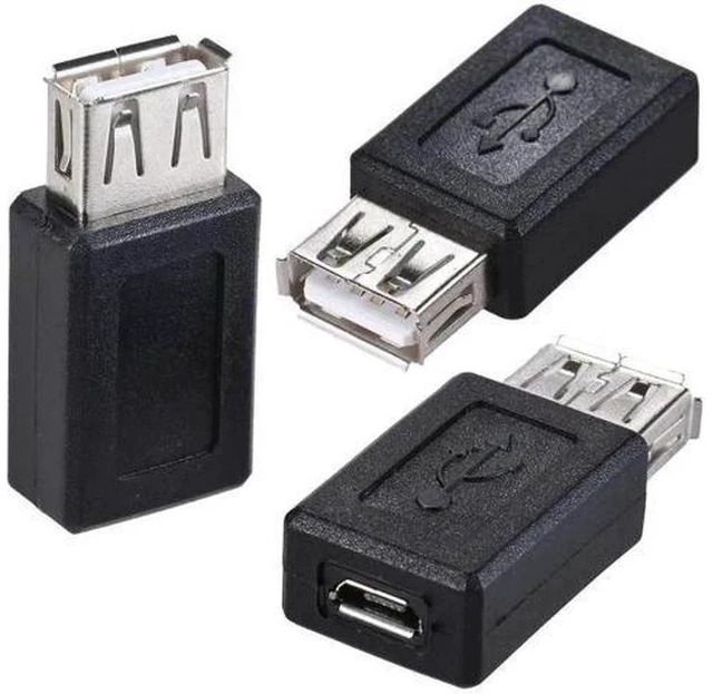 Main image of 3 Pack USB 2.0 A Female to Micro USB Female Adapter Converter, Bidirectional Connector for Charging & Data Sync