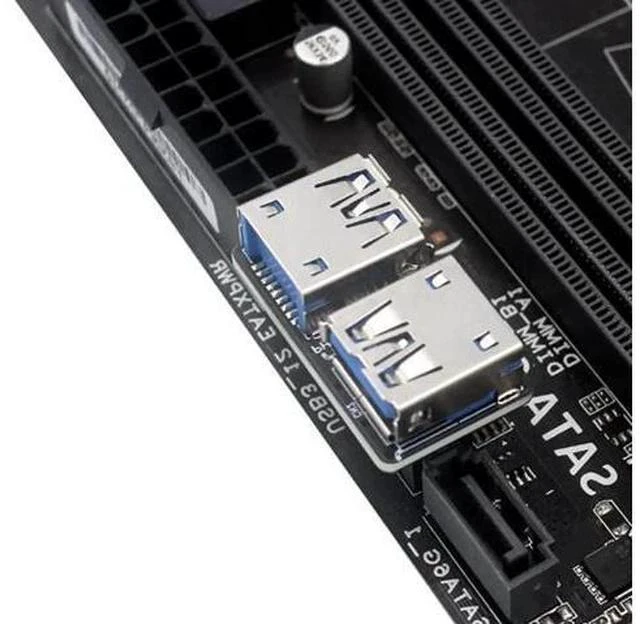 Alt view image 2 of 6 - Flat PCBA Dual USB 3.0 A Female to 19/20 Pin Motherboard Header Adapter