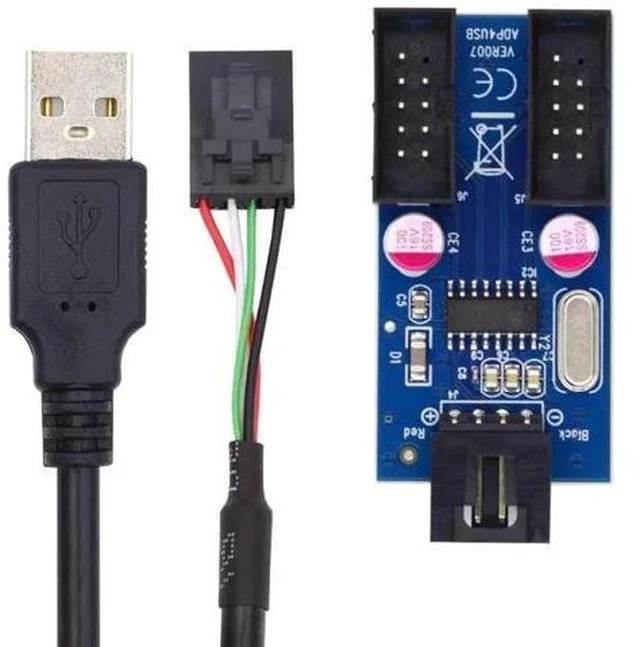 Alt view image 4 of 7 - Motherboard USB 2.0 9Pin/10Pin Header 1 to 2 Splitter Cable, Internal Front Panel USB Header Extension Hub Adapter