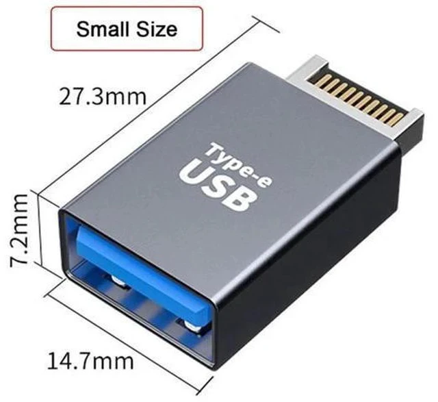 Alt view image 3 of 7 - USB 3.1 Type-E Male Front Panel Header to USB 3.0 Type-A Female Adapter, Motherboard Internal Data Converter