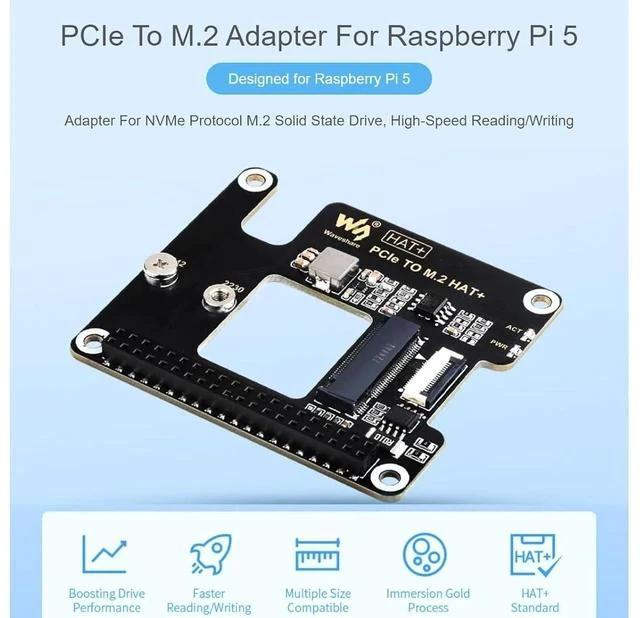 Alt view image 2 of 7 - PCIe to M.2 Adapter for Raspberry Pi 5,Support M.2 NVMe SSD 2230 2242,Supports Gen2 and Gen3 Modes