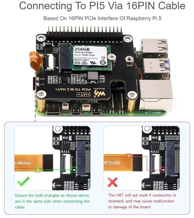 Alt view image 4 of 7 - PCIe to M.2 Adapter for Raspberry Pi 5,Support M.2 NVMe SSD 2230 2242,Supports Gen2 and Gen3 Modes