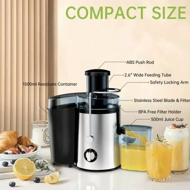 Alt view image 2 of 7 - Large Feed Chute Juice Extractor Automatic Pulp & Juice Separation, Household Cold Press Juicer with Whole Fruit Feeding