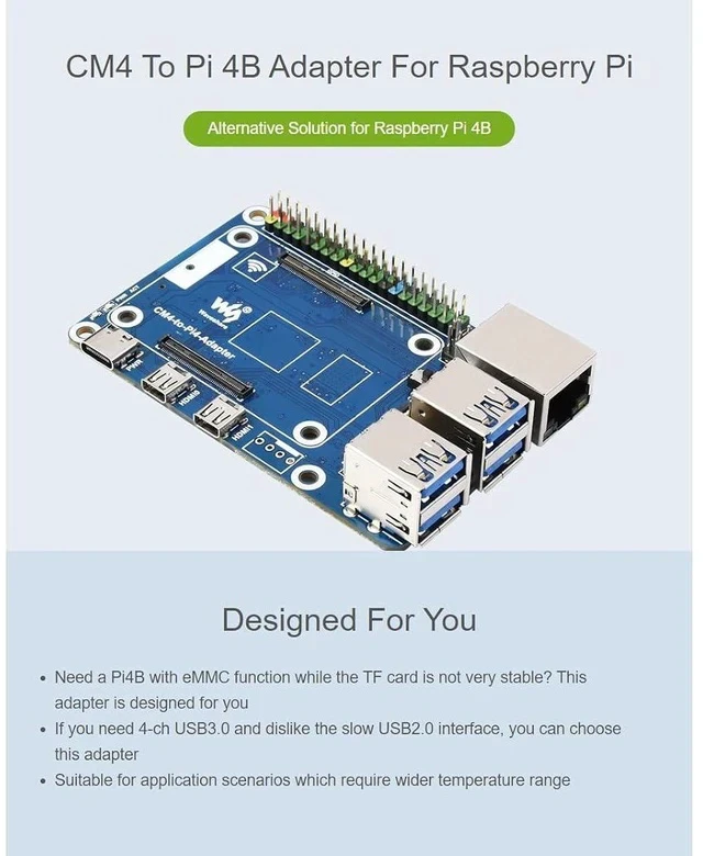 Alt view image 2 of 7 - Compute Module 4 to Raspberry Pi 4B Adapter,Based on Compute Module 4 to Reproduce The Original Appearance of Pi 4 B,Alternative Solution for Raspberry Pi 4B