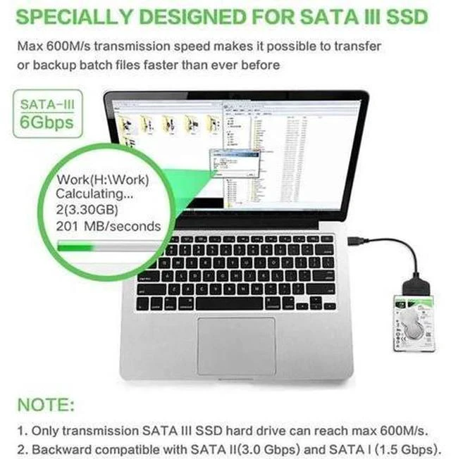 Alt view image 4 of 5 - USB 3.0 to SATA III Adapter Cable for 2.5" SSD & HDD, Not Compatible with 3.5-inch Hard Drives