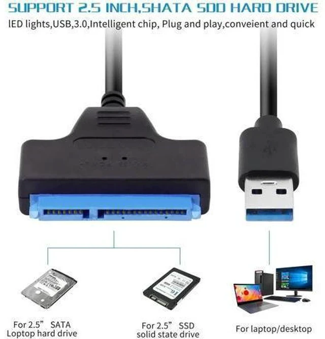 Alt view image 4 of 7 - USB 3.0 to SATA III Hard Drive Adapter Cable, UASP Supported for 2.5" SSD & HDD