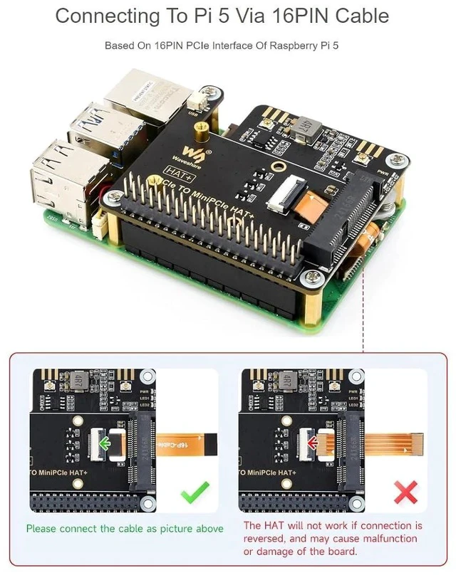 Alt view image 3 of 7 - PCIe to MiniPCIe Adapter for Raspberry Pi 5Compatible with Various MiniPCIe Wireless NIC and AI Modules,Supports USB Bluetooth Connection