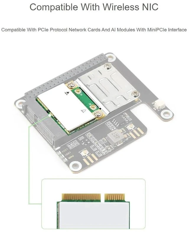 Alt view image 4 of 7 - PCIe to MiniPCIe Adapter for Raspberry Pi 5Compatible with Various MiniPCIe Wireless NIC and AI Modules,Supports USB Bluetooth Connection