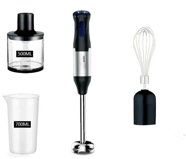 Alt view image 4 of 4 - 1000W 4-in-1 Multifunctional Hand Blender & Juicer Set 4-in-1 Stick Blender with Chopper, Whisk, and Beaker for Baby Food, Meat, Fruit & Vegetable Puree, Soups, Smoothies, and Cakes