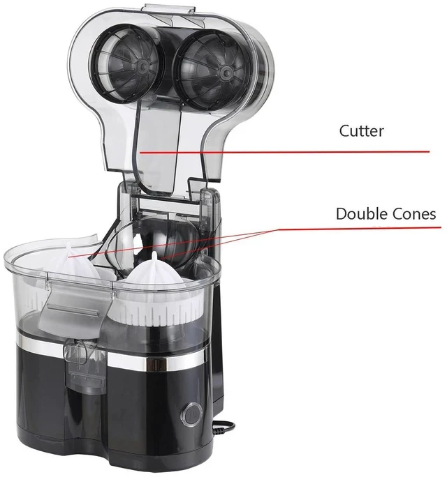 Alt view image 5 of 7 - Dual-Head Automatic Multifunctional Citrus Juicer Pulp/Juice Separation, Slicing & Pressing Integrated, Electric Lemon/Orange Juice Extractor for Home Use