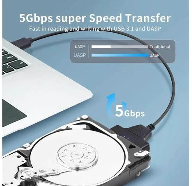 Alt view image 7 of 7 - USB 3.0 to SATA III Hard Drive Adapter Cable, UASP Supported for 2.5" SSD & HDD