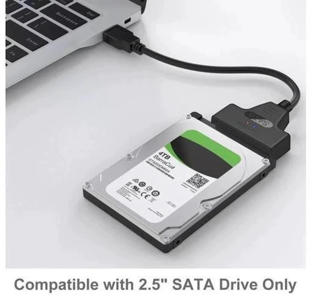 Alt view image 5 of 7 - Black USB 3.0 to 22Pin SATA Adapter Cable for 2.5 Inch HDD & SSD, UASP Supported Portable Hard Drive Converter