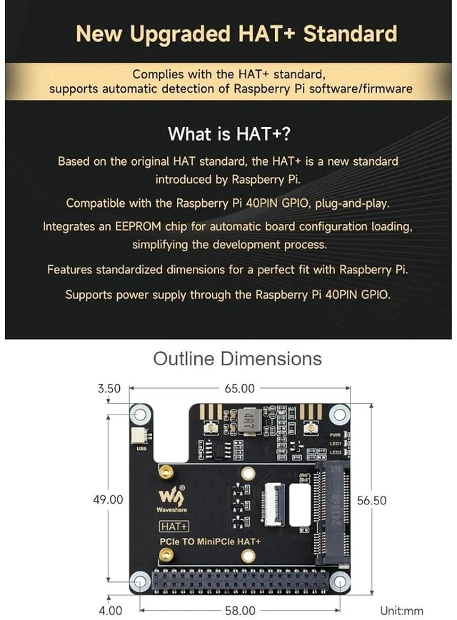 Alt view image 7 of 7 - PCIe to MiniPCIe Adapter for Raspberry Pi 5Compatible with Various MiniPCIe Wireless NIC and AI Modules,Supports USB Bluetooth Connection