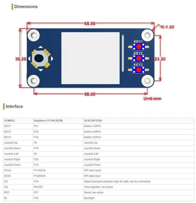 Alt view image 7 of 7 - 1.3inch IPS LCD Display HAT for Raspberry Pi 240x240 Pixels with Embedded Controller Communicating via SPI Interface.