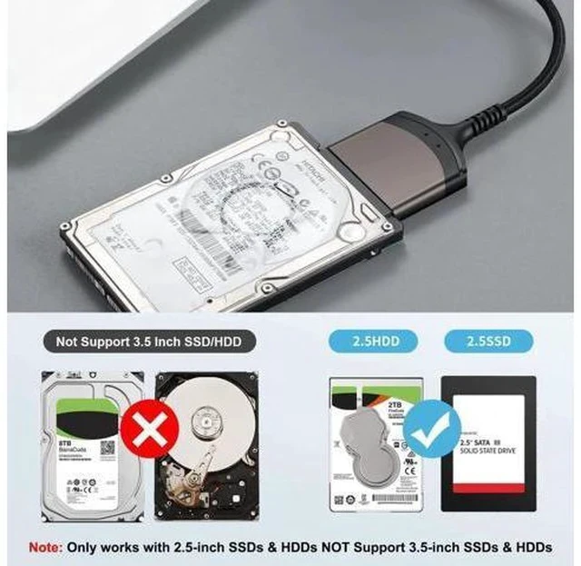 Alt view image 5 of 5 - 9 Inch USB 3.0 to SATA III Adapter Cable with Aluminum Shell & Nylon Cord, UASP Supported for 2.5" SSD/HDD