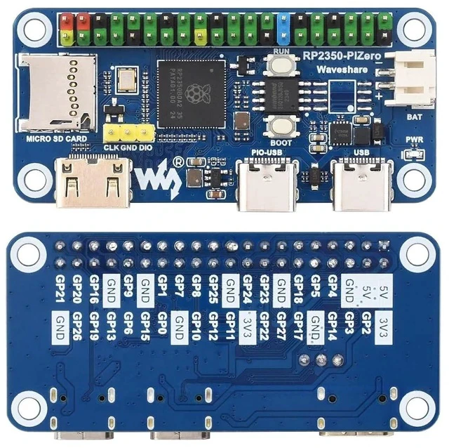 Alt view image 7 of 7 - RP2350-PiZero Development Board Based On Raspberry Pi RP2350 Microcontroller,Onboard DVI Interface, TF Card Slot and PIO-USB Port,Compatible with Raspberry Pi 40PIN GPIO Header