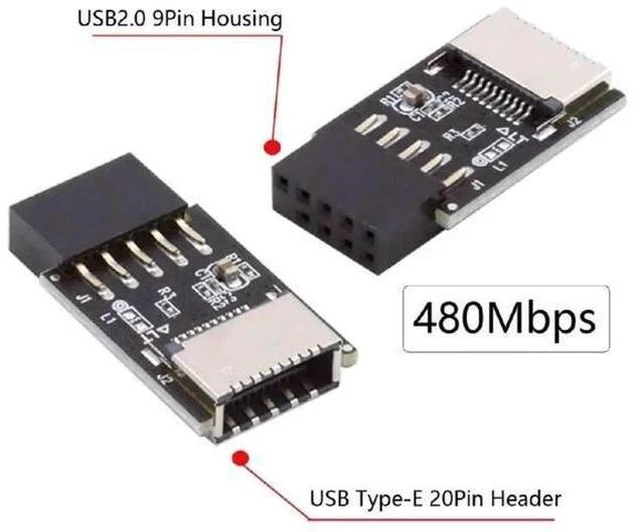 Alt view image 7 of 7 - Key-A Type-E to USB 2.0 9Pin/10Pin Header Adapter, USB 3.1 Front Panel Socket Converter for Motherboard