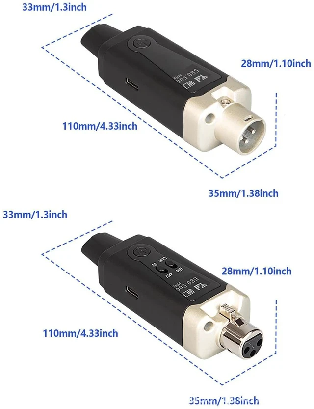 Alt view image 4 of 7 - GAW-MA15 Wireless Mic Adapter Kit UHF Transmitter & Receiver for Dynamic/Condenser Mics, Universal Wireless Conversion System
