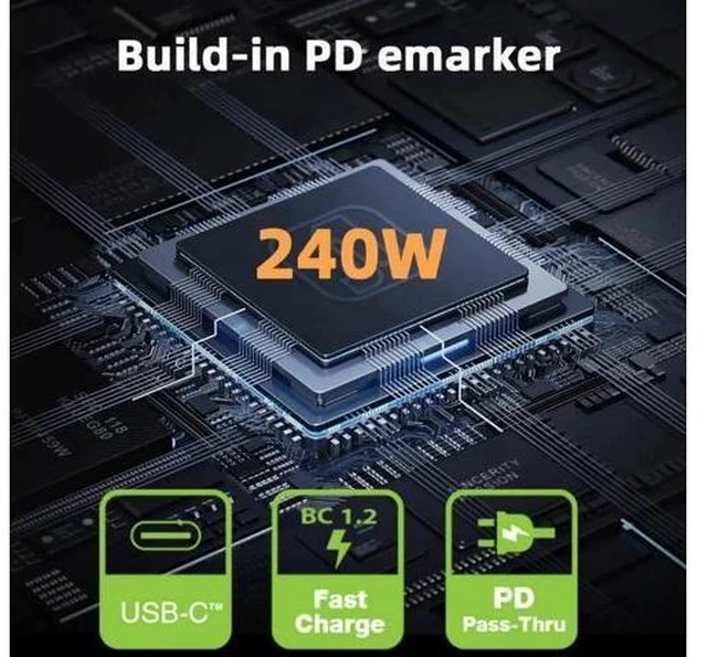Alt view image 6 of 7 - 240W USB4 Male to Female Extension Adapter with Smart LED Display, USB4.0 40Gbps Type-C Voltage Current Power Tester Detector