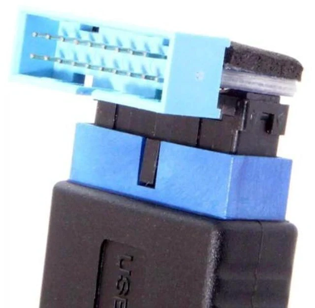 Alt view image 2 of 7 - 2 Pack 90 Degree Angled USB 3.0 19/20Pin Internal Header Male to Female Adapter, Motherboard Front Panel Gender Changer
