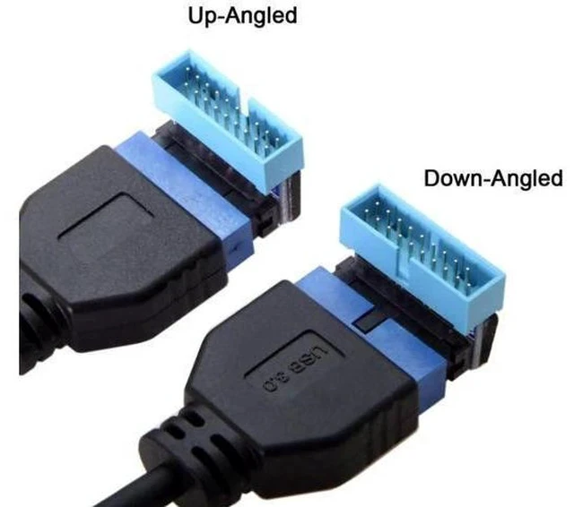 Alt view image 4 of 7 - 2 Pack 90 Degree Angled USB 3.0 19/20Pin Internal Header Male to Female Adapter, Motherboard Front Panel Gender Changer