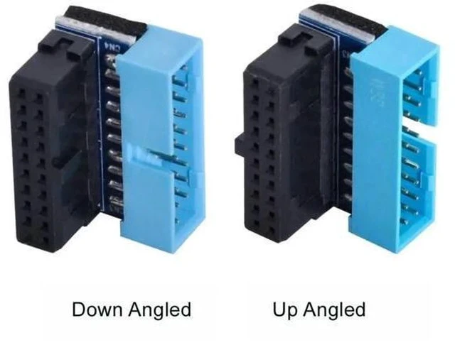 Alt view image 6 of 7 - 2 Pack 90 Degree Angled USB 3.0 19/20Pin Internal Header Male to Female Adapter, Motherboard Front Panel Gender Changer