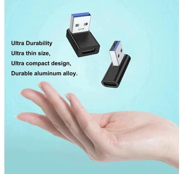 Alt view image 2 of 6 - 4 Pack 90 Degree USB A Male to USB C Female Adapter, Up/Down Left/Right Angle Type C Elbow Converter Black Compatible with Laptop PC USB Charger Power Bank All USB-C Devices