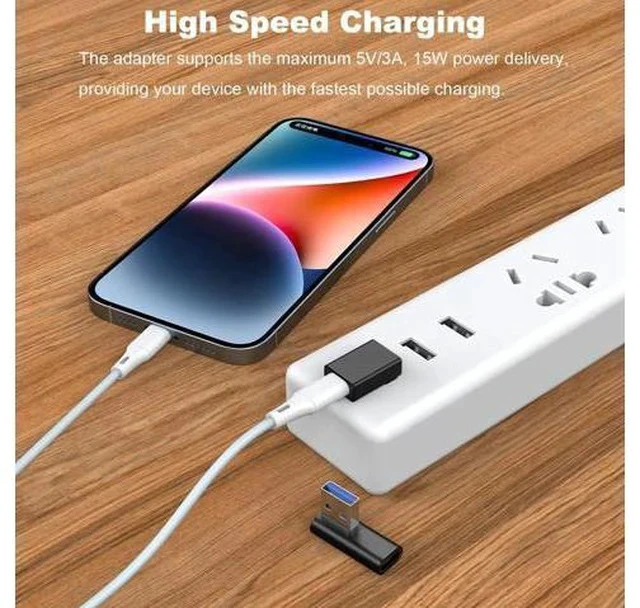 Alt view image 3 of 6 - 4 Pack 90 Degree USB A Male to USB C Female Adapter, Up/Down Left/Right Angle Type C Elbow Converter Black Compatible with Laptop PC USB Charger Power Bank All USB-C Devices