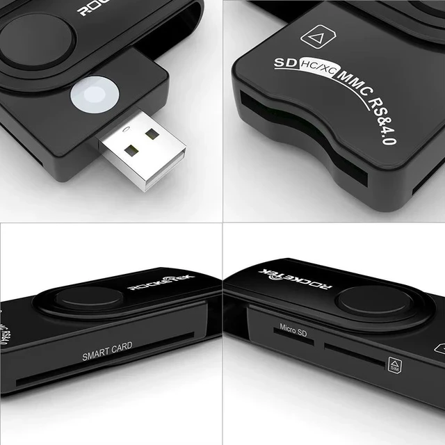 Alt view image 6 of 6 - USB 2.0 Smart Card Reader with SD/TF/SIM Slots Multi-Function Tax Declaration Reader for IC Bank Cards, National ID, CAC, ATM & Memory Cards