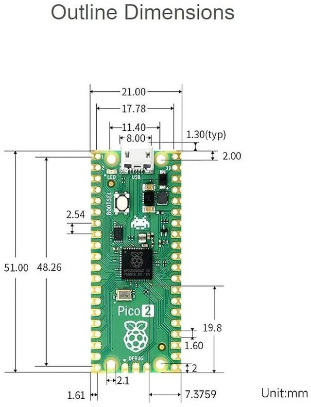 Alt view image 7 of 7 - 2 PCS Pre-soldered Raspberry Pi Pico 2 Microcontroller Development Board with Header Based on Official RP2350 Chip,Dual-core and Dual-Architecture Design