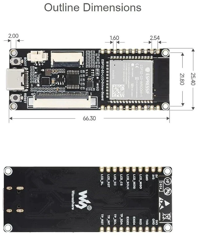 Alt view image 7 of 7 - ESP32-S3 RGB LCD Driver Board Based On ESP32-S3-WROOM-1-N8R8 Module Compatible with Multiple RGB666/565 LCD DisplaysWiFi & Bluetooth Support