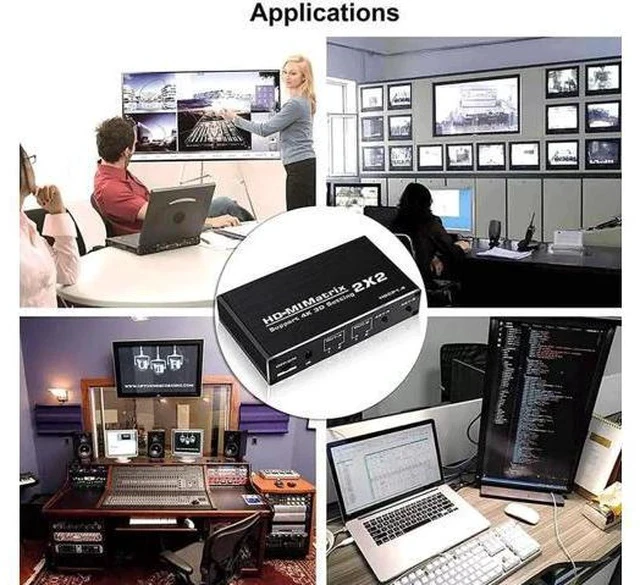 Alt view image 2 of 7 - 2x2 HDMI Matrix Switch 2 in 2 Out with IR Remote Control, HDMI 2.0b 4K@60Hz Matrix Splitter Supports HDR, HDCP1.4, 3D, 1080P, YUV 4:2:0, Model OZJ3