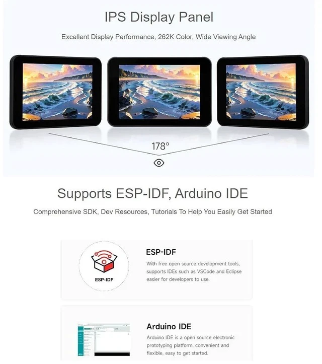 Alt view image 3 of 7 - ESP32-S3 3.5inch Capacitive Touch Display Development Board with Case,320×480 Pixels 262K Color IPS Display Panel Support Wi-Fi and BLE 5