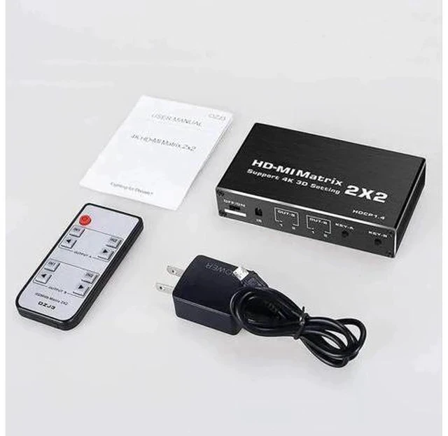 Alt view image 5 of 7 - 2x2 HDMI Matrix Switch 2 in 2 Out with IR Remote Control, HDMI 2.0b 4K@60Hz Matrix Splitter Supports HDR, HDCP1.4, 3D, 1080P, YUV 4:2:0, Model OZJ3