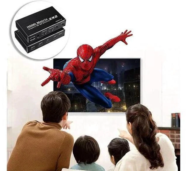 Alt view image 7 of 7 - 2x2 HDMI Matrix Switch 2 in 2 Out with IR Remote Control, HDMI 2.0b 4K@60Hz Matrix Splitter Supports HDR, HDCP1.4, 3D, 1080P, YUV 4:2:0, Model OZJ3