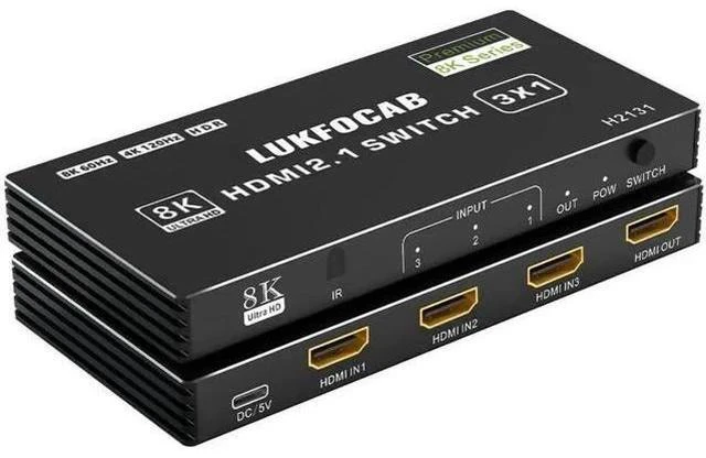 Main image of 3 in 1 Out HDMI 2.1 Switch, 48Gbps High Speed HDMI Switcher Supports 8K@60Hz, 4K@120Hz, HDR10, CEC & Auto Switching, HDCP 2.3 for PS5, Xbox Series X/S, Nintendo Switch, PC, DVD Player, HDTV