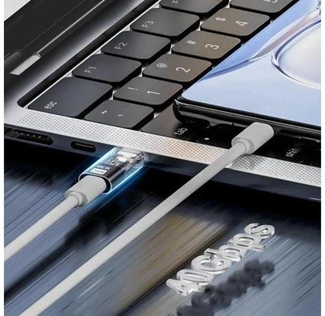 Alt view image 4 of 7 - Transparent LED USB4 Type C Male to Female Adapter, 240W 40Gbps 8K Video Extension Connector for Phone & Laptop