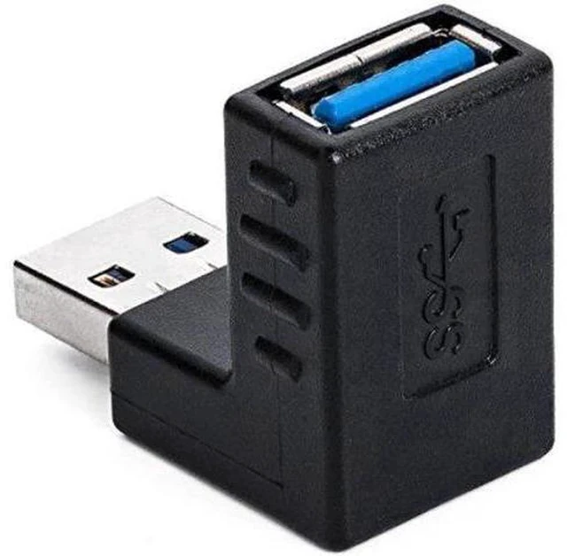 Alt view image 3 of 4 - 3 Pack 90 Degree Right Angle USB 3.0 Male to Female Coupler, Right Angled USB Adapter Connector