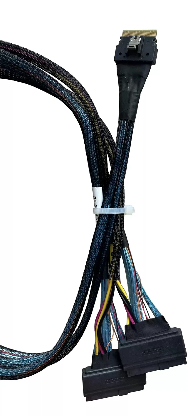 Alt view image 2 of 4 - SlimSAS 8x to 2 × U.2 NVMe Cable SFF-8654 8x to 2 × SFF-8639