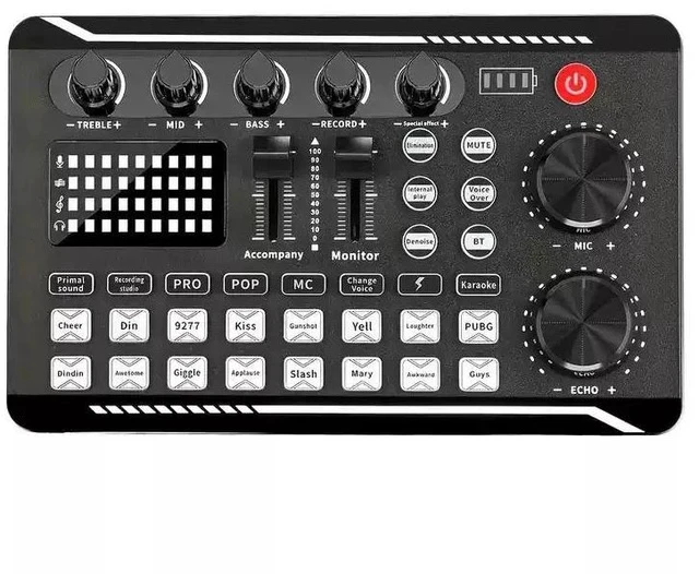 Alt view image 3 of 6 - F998 English Version Sound Card Mixer USB Audio Interface for Phone / PC, Condenser Mic Stand, Live Streaming Mixer for Gaming / Recording